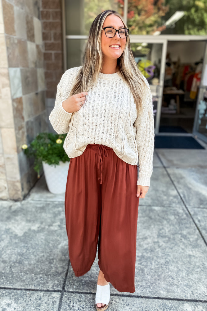 Callie Rust Wide Leg Paperbag Waist Pants - Lilac&Lemon