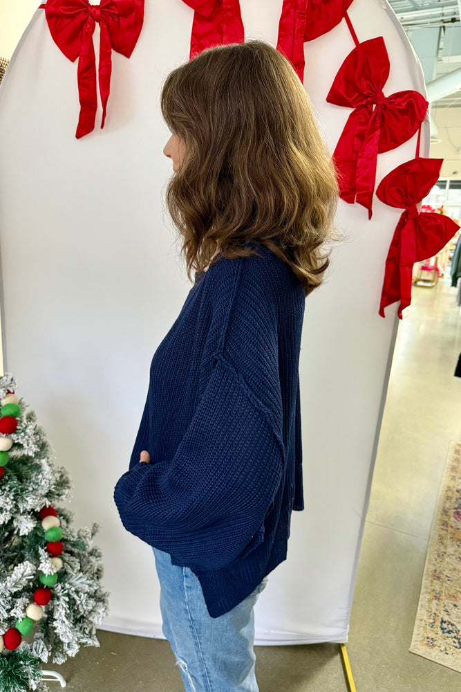 Pullover Mockneck Sweater Navy Blue