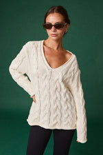 Cable Knit V-Neck Sweater