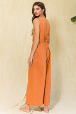 Tie Waist Jumpsuit Rust