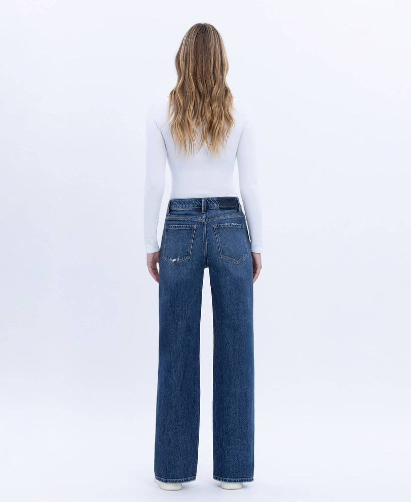 90s Super High Rise Dark Wash Wide Leg Jeans
