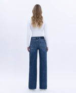 90s Super High Rise Dark Wash Wide Leg Jeans