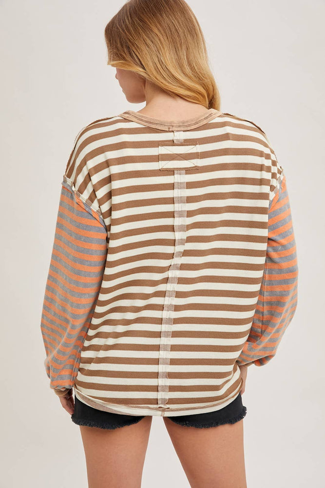 Stripe Contrast Pullover Latte