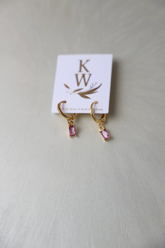 Rectangle CZ Baguette Huggie Earrings