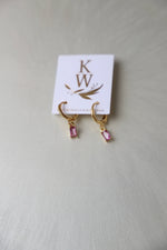 Rectangle CZ Baguette Huggie Earrings