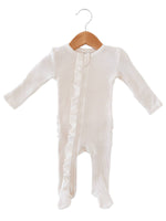 Organic Waffle 2-Way Zip Ruffle Footie Snow