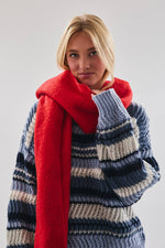 Long Sleeve Crewneck Stripe Sweater Blue