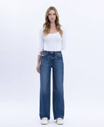 90s Super High Rise Dark Wash Wide Leg Jeans