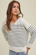 Striped Sweater Navy and Cream