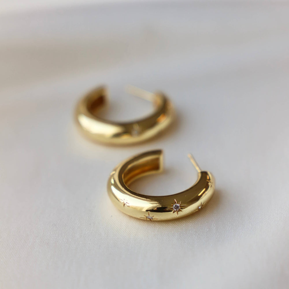 Star Thick Hoop Earrings