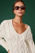 Cable Knit V-Neck Sweater