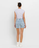 High Rise Midi Shorts Light Wash