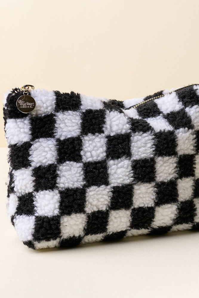 Teddy Pouch Check Black