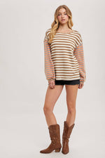 Stripe Contrast Pullover Latte