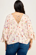 Plus Floral Dolman Blouse Peach