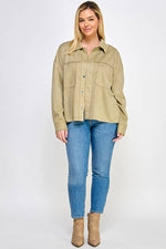 Plus Size Faux Suede Shacket Olive