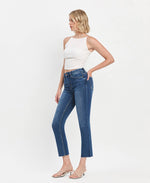 High Rise Crop Slim Straight Jeans