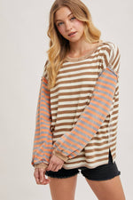 Stripe Contrast Pullover Latte