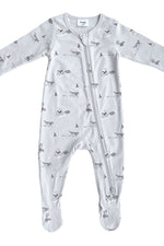 PNW Baby Footed Zip Romper- Huskies