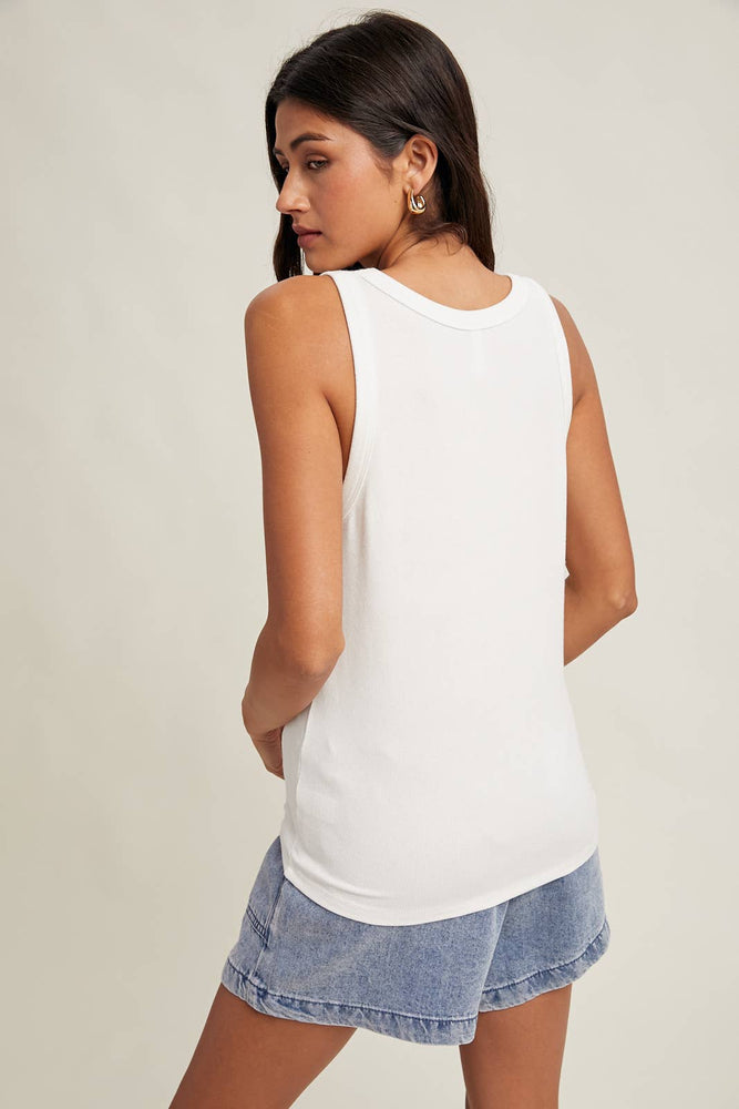 Basic Scoop Neck Tank White