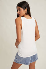 Basic Scoop Neck Tank White