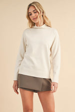Soft Mock Neck Sweater Top Ecru