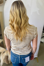 Striped Muscle Tee with Side Drawstring