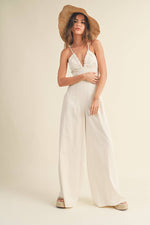 Washed Cotton Jumpsuit Beige
