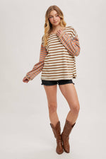 Stripe Contrast Pullover Latte