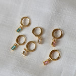 Rectangle CZ Baguette Huggie Earrings