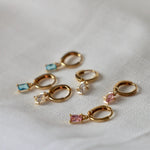 Rectangle CZ Baguette Huggie Earrings