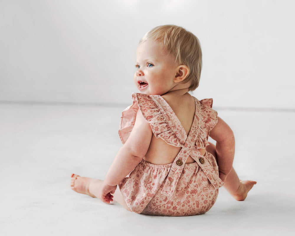 Overall Flutter Romper Birds and Butterflies