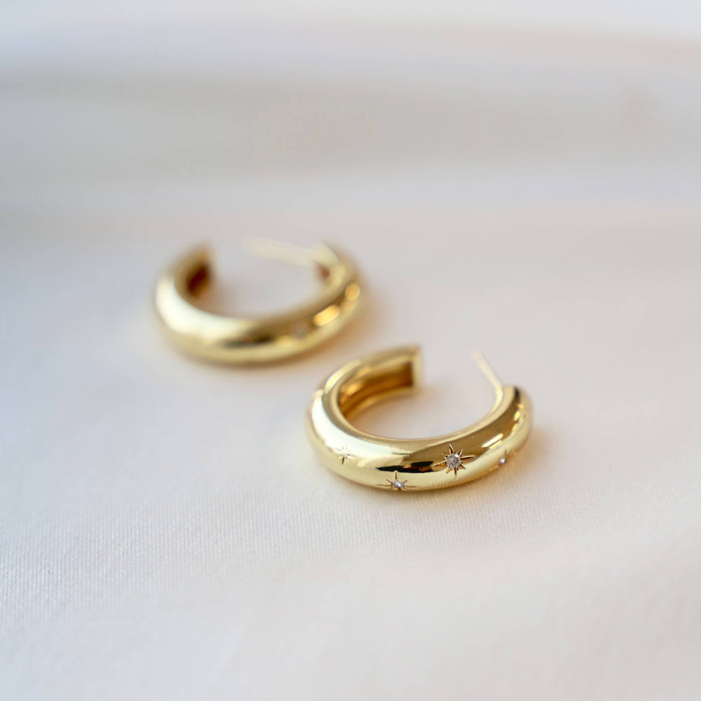 Star Thick Hoop Earrings