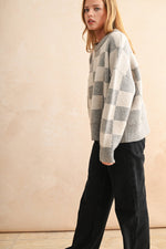 Checkered Pattern Knit Sweater