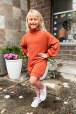 Girls Pumpkin Cable Knit Dress