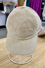 Mama Embroidered Corduroy Baseball Cap Sand