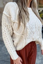 Rory Cable Knit Sweater Cream - Lilac&Lemon
