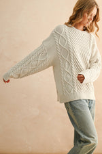Round Neck Cable Knit Top
