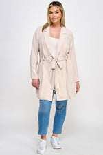 Plus Size Trench Jacket W/Tie