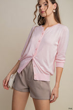 Lightweight Button Up Cardigan Pink