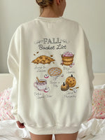 Ivory Autumn Fall Bucket List Embroidered Graphic Sweatshirt
