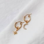 Star and Moon Hoop Earrings