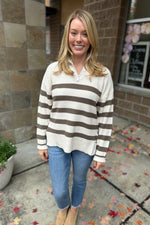 Half Zip Sweater Cream and Army Green