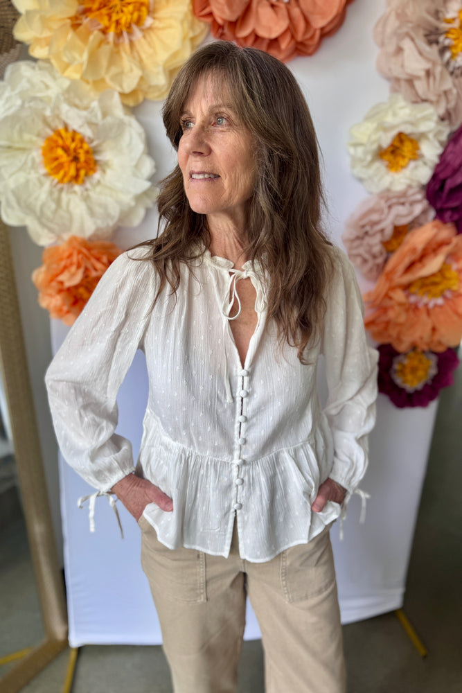 Swiss Dot Blouse Off White