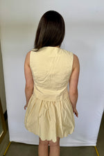 Scalloped Tie Front Vest Top Soft Lemon