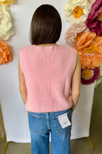 Button Down Sweater Vest Pink