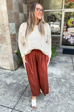 Callie Rust Wide Leg Paperbag Waist Pants - Lilac&Lemon