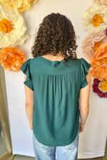 Woven Short Sleeve Top Teal