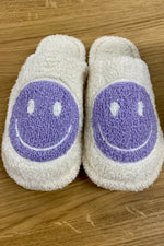 Lavender Happy Face Slippers Size Medium/Large