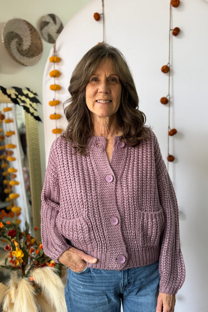 Button Front Sweater Mauve